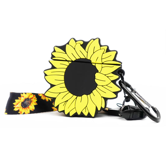 Sunflower AirPods Case Cover with Carabiner and Wrist Strap